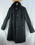 French Connection wełniany płaszcz z futrzanym kołnierzem UK 8