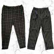 Zestaw 2 pary spodni czarne w kratę w paski H&M materiałowe 38 M