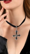 Choker czarna aksamitka odwrócony krzyż czarny gotycki metal powerwolf y2k 