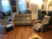 Zestaw mebli skórzanych kanapa i fotele skóra 