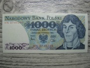 BANKNOT PRL 1000 ZŁOTYCH 1982 ROK SERIA HN MIKOŁAJ KOPERNIK UNC