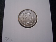 20gr 2000r Moneta bardzo rzadka, wybita stemplem odwróconym o 180 stopni.