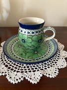 Zestaw kubek talerz ceramika bolesławiecka