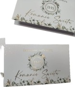 Zaproszenia na Komunię Świętą złocone IHS elegancki komplet z kopertami