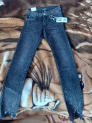 Spodnie M.Sara 26 XS S NOWE ciemnoszare skinny ozdobne dodatki