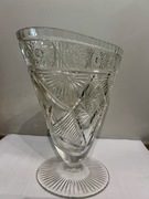 Oryginalny wazon krysztalowy puchar wąski PRL ząbkowany