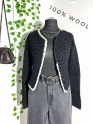 Czarny sweter kardigan o grubym splocie welniany Cividini L