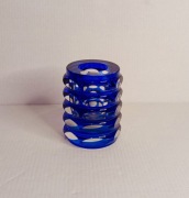 Wazon kryształowy, kobaltowy, optyczny, art deco, VEB Bleikristall