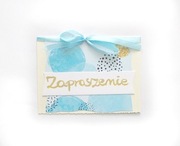 błękitne zaproszenie puste zaproszenie pastelowe zaproszenia impreza