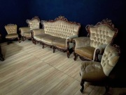 Wypoczynek włoski sofa 2 fotele 2 pufki 