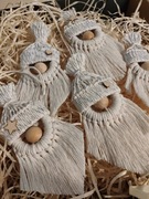 Makramowe gnomy świąteczne ozdoby choinkowe skrzaty 