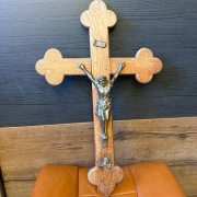 Stary duży zabytkowy KRZYŻ drewniany KRUCYFIKS Chrystus ukrzyżowany