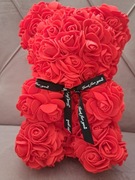 Miś z róż czerwony rose teddy, piankowe róże,25cm Walentynki, urodziny