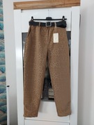 Spodnie a'la panterka beż z paskiem ,hit sezonu D19