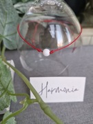 Czerwona bransoletka z białym Agatem symbol harmonii,harmonia