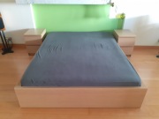 Łóżko 180x200 cm, IKEA MALM, materac 160x200, 2x stoliki nocne, NOWE