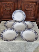 TUŁOWICE talerze obiadowe głębokie " Blue Roses"6 sztuk 