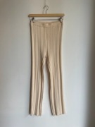 Meshki rustykalne spodnie kremowe prążkowane S 36 z dzianiny