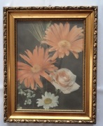 OBRAZ KWIATY w DREWNIANEJ RAMIE PRL