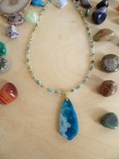 Letni naszyjnik Turkus Cytryn Agat Rękodzieło