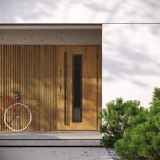 Drzwi zewnętrzne Wikęd wraz z pochwytem czarnym   