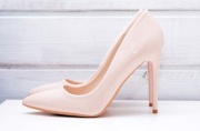 Buty szpilki damskie lakierowane nude klasyczne modne wysokie obcasy
