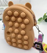 Portmonetka gumowa z kapibarą + Pop It | Torebka na klucze | Beżowa | Smycz