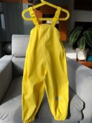 Spodnie przeciwdeszczowe na szelkach żółte, rozmiar 86/92 (12–24 m)