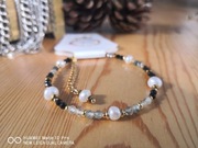 Amulet bransoletka  Turmalin, Prehnit, Hematyt, Perły