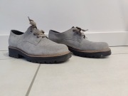 RYŁKO półbuty damskie szare welur skóra  E2RN2