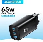 ASOMETECH Ładowarka GaN 65W 3 PORTY (2x USB-C + 1x USB-A)