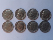 Zestaw 8 monet USA - One Dime 1980 - ROCZNIKOWY - Mix P/D