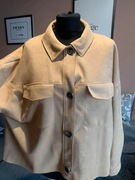 ZARA krótka kurtka koszulowa biker ramoneska eco zamsz oversize camel