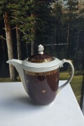 Duży dzbanek Chodzież PRL porcelana bordo złocenia vintage