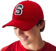 Czapka z daszkiem dla dzieci litera S Staś Stefan Szymon SPF 50 czerwona