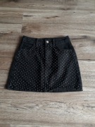 Czarna spódniczka jeansowa z ozdobną siateczką z cyrkoniami Top Shop XS 34