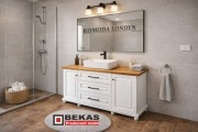 ŁAZIENKA Prowansalska KOMODA Londyn (2D-3s) Biała Blat Dąb PRODUCENT BEKAS 