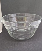 Duża szklana miska, stare szkło, piękny minimalizm