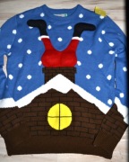 69^ cedar wood Świąteczny sweter zabawny Mikołaj w kominie M