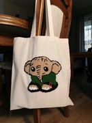 Torba płócienna do szkoły na zakupy z ręcznie wykonaną aplikacją 