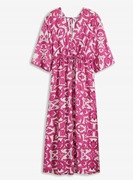 BONPRIX SUKIENKA SZYFONOWA MAXI BIAŁA Z RÓŻOWYM NADRUKIEM 48