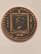 Penny Black. fi 32 mm. Miedź patyna. Gyges