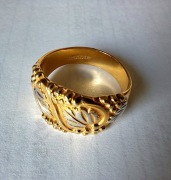 Pierścionek Vintage ESPO 14KT G.E. R.18, Pozłacany Koktajlowy Retro