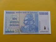 ZIMBABWE 10 000 000 Dollars 2008 Pick 78 UNC seria AA rzadki
