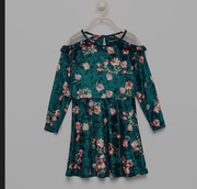 Zielona sukienka Reserved 104 Welurowa kwiaty