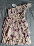 Mohito Krótka letnia sukienka mini na jedno ramię w kwiaty r. 34 / XS