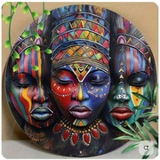 Obraz Dekor Metalowy 20x20cm Głowy Afryka Salon Dom Prezent