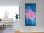 Granatowy obraz abstrakcyjny -  obraz galaktyka, mgławica kosmos 50x100cm