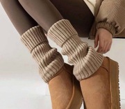 Damskie ocieplacze na nogi dzianinowe prążkowane zimowe ściągacze 