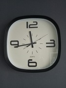 ZEGAR WISZĄCY CZARNY ZEGAREK ŚCIENNY ZAOKRĄGLONY NOWOCZESNY CZYTELNY 30X30